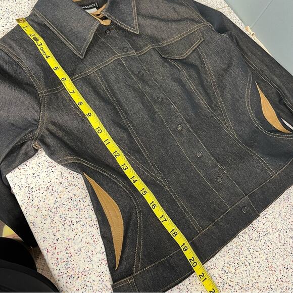 Manigance Paris Vintage Denim Jean Jacket Patchwork Y2K FR Women's Size 10 - Picture 9 of 12